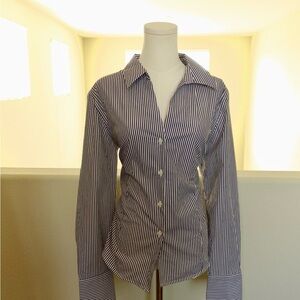 Vintage Calvin Klein Navy and White Striped Button Down